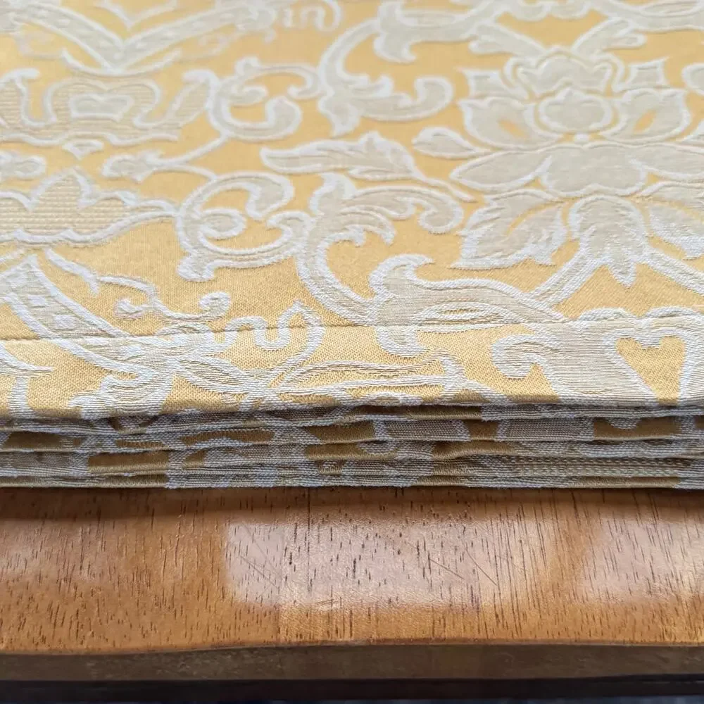 Lenox Eternal Placemats Gold White Brocade Baroque Damask Lot of 8 13x19 Holiday